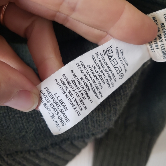 Women's L.L. Bean Green Cable Zip Up Knit Sweater Large Petite #50 - Picture 7 of 7